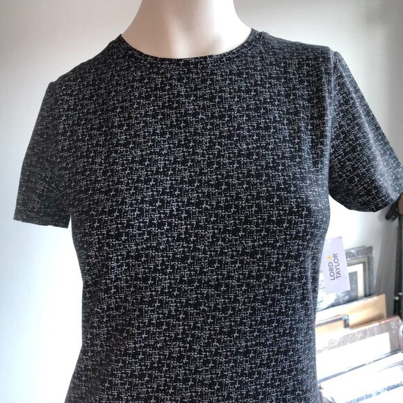 Lord & Taylor Casual Sht Slv Crew Neck Print Pattern Top Black + Gray Sz S NWT - Picture 5 of 5